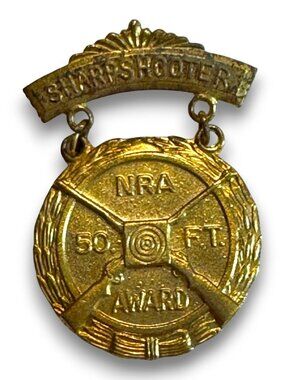 Vintage NRA 50 Ft Sharpshooter Award Medal Pendant Blackinton Signed